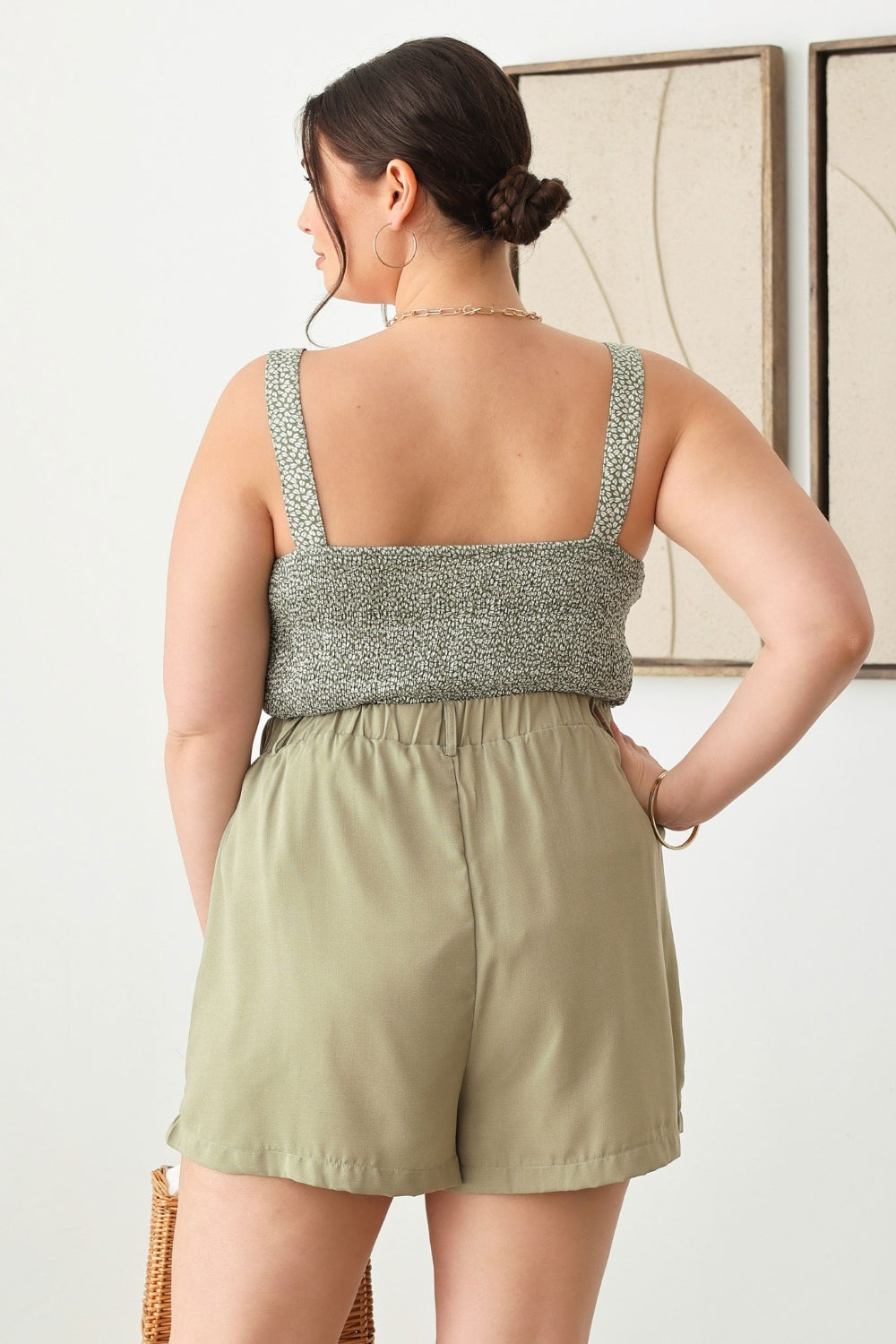 Zenobia Half Elastic Waist Shorts with Pockets