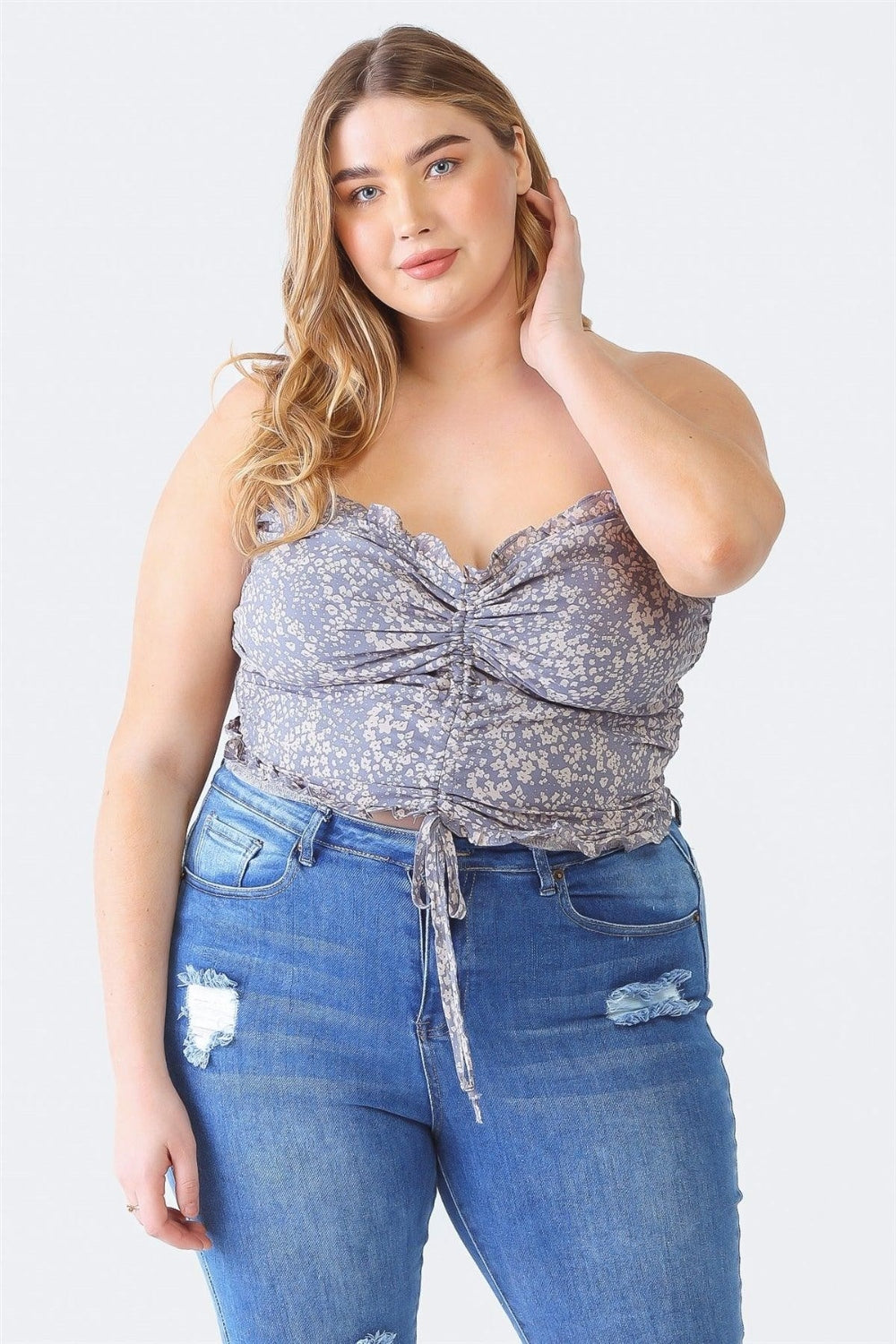 Zenobia Drawstring Smocked Floral Tube Top