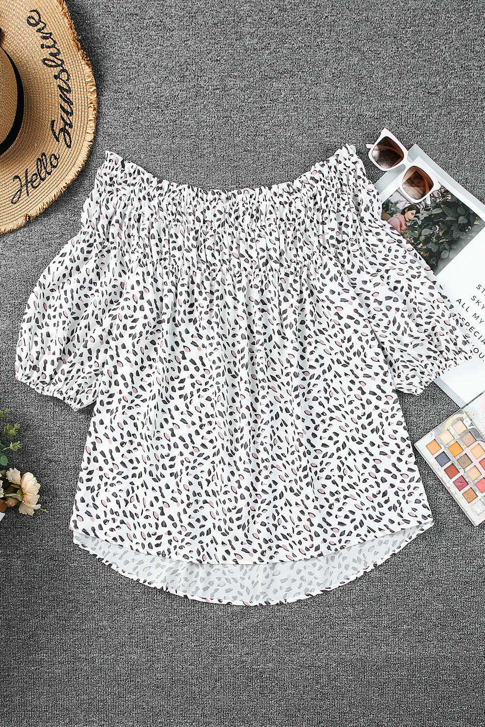 Printed Off-Shoulder Half Sleeve Blouse