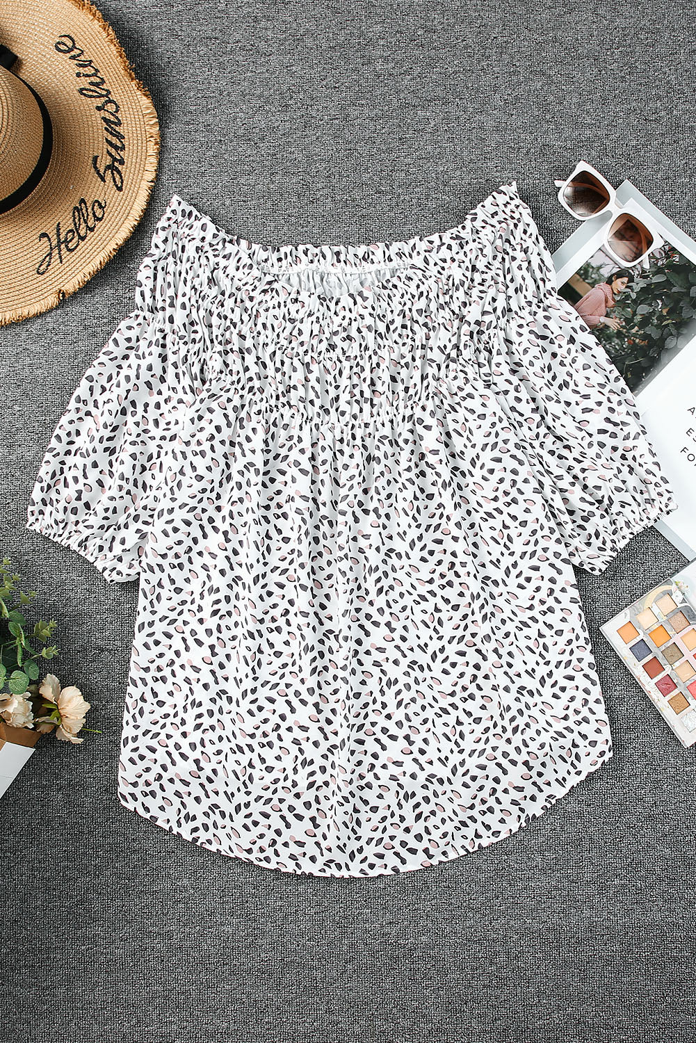 Printed Off-Shoulder Half Sleeve Blouse