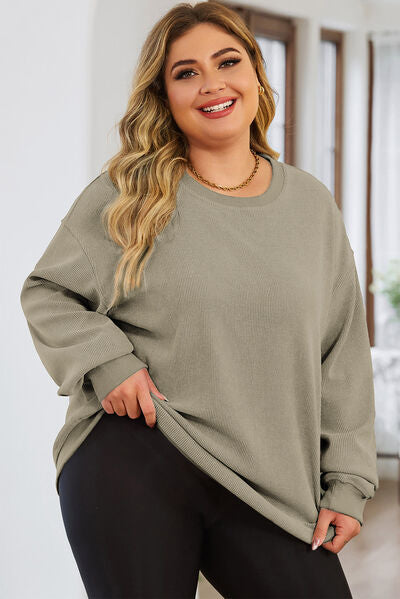 Round Neck Dropped Shoulder Sweatshirt