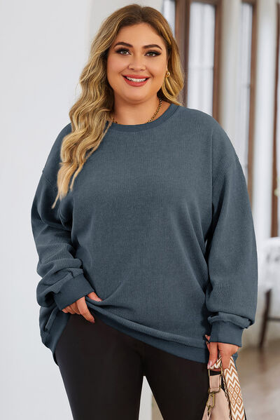 Round Neck Dropped Shoulder Sweatshirt