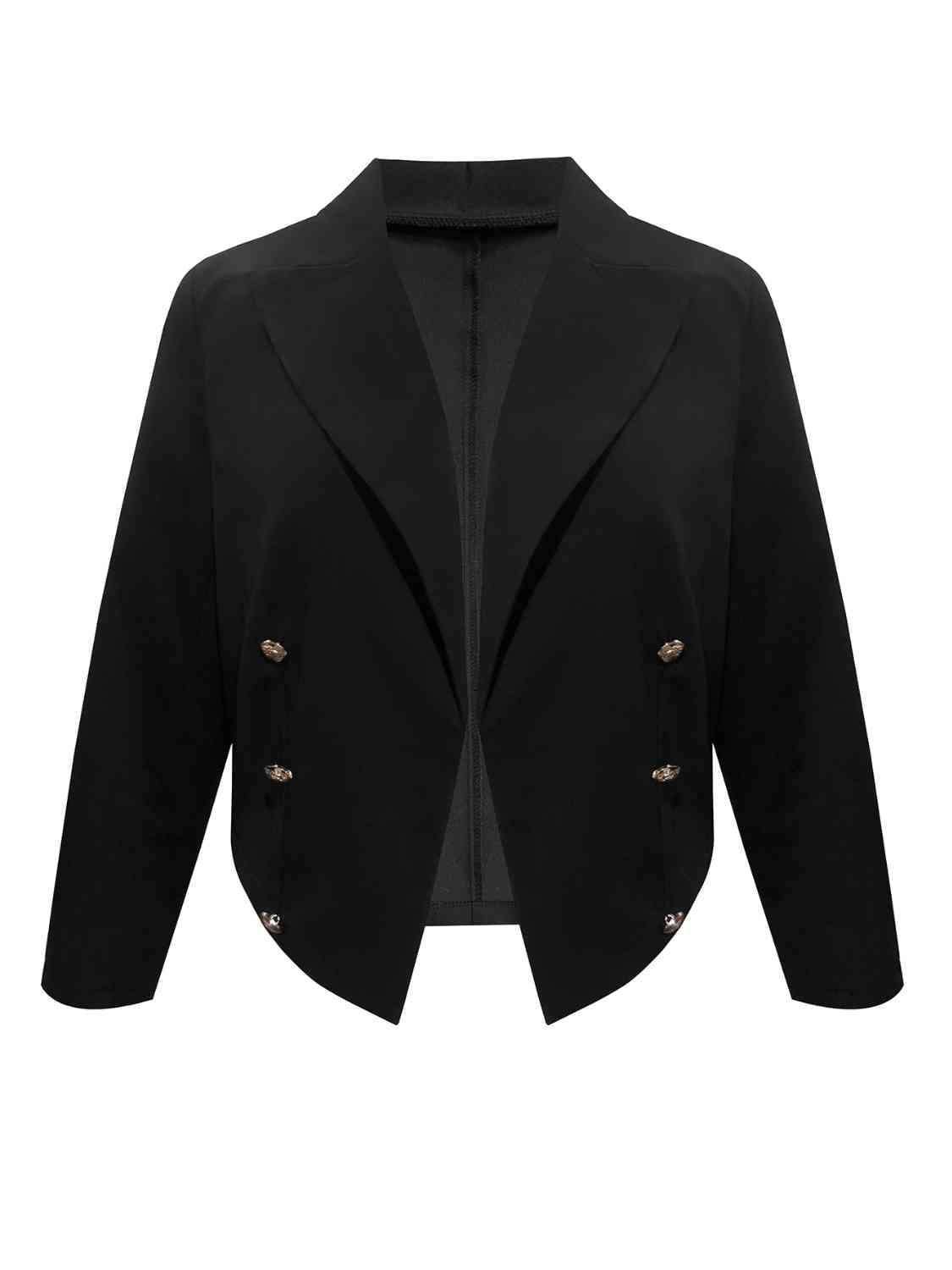 Buttoned Lapel Collar Long Sleeve Blazer