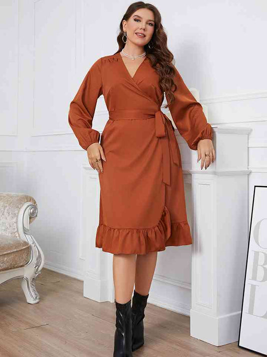 Surplice Neck Tie Waist Dress