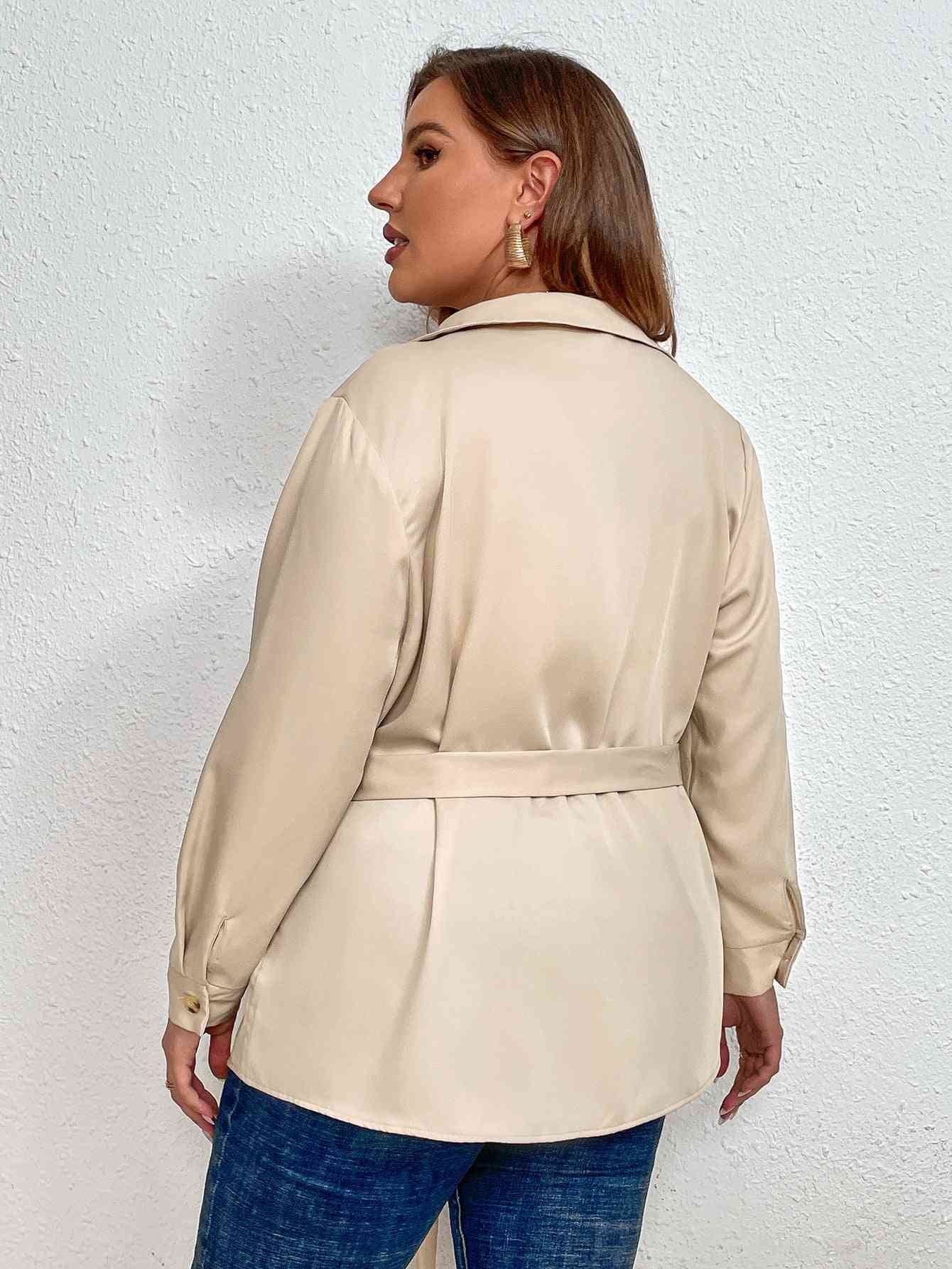 Melo Apparel Tie Belt Long Sleeve Shirt