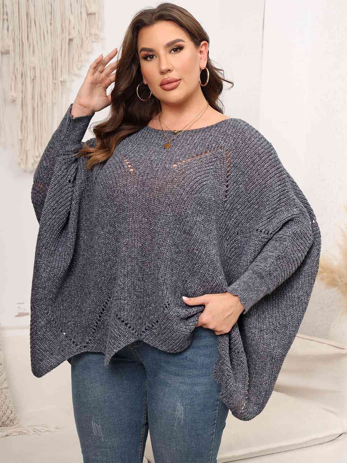 Round Neck Batwing Sleeve Sweater