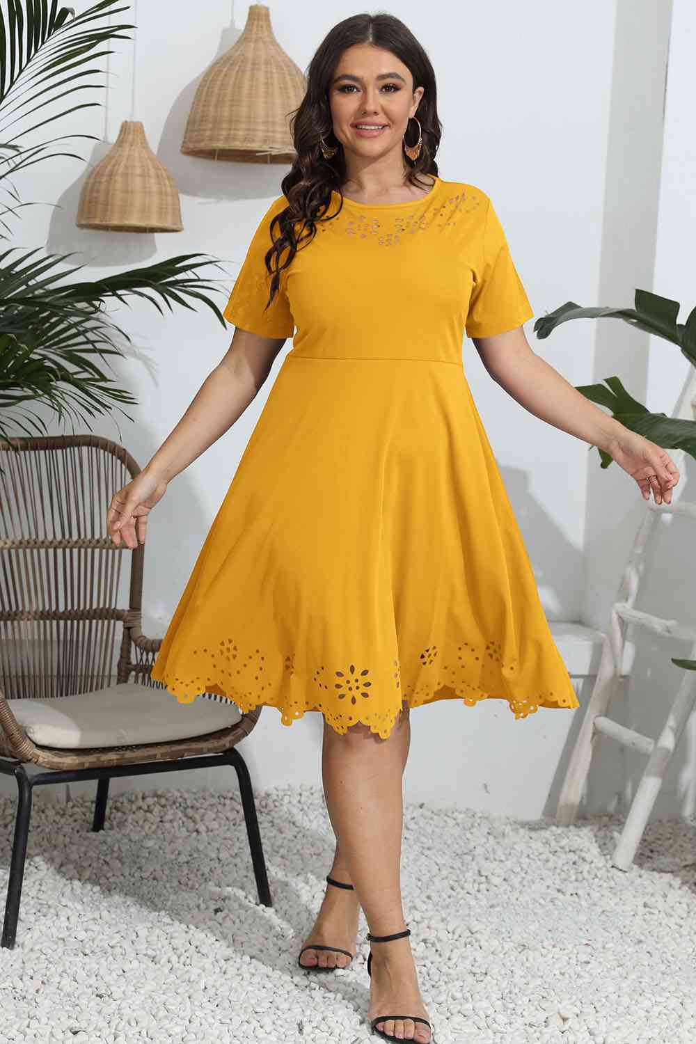 Round Neck Openwork Dress