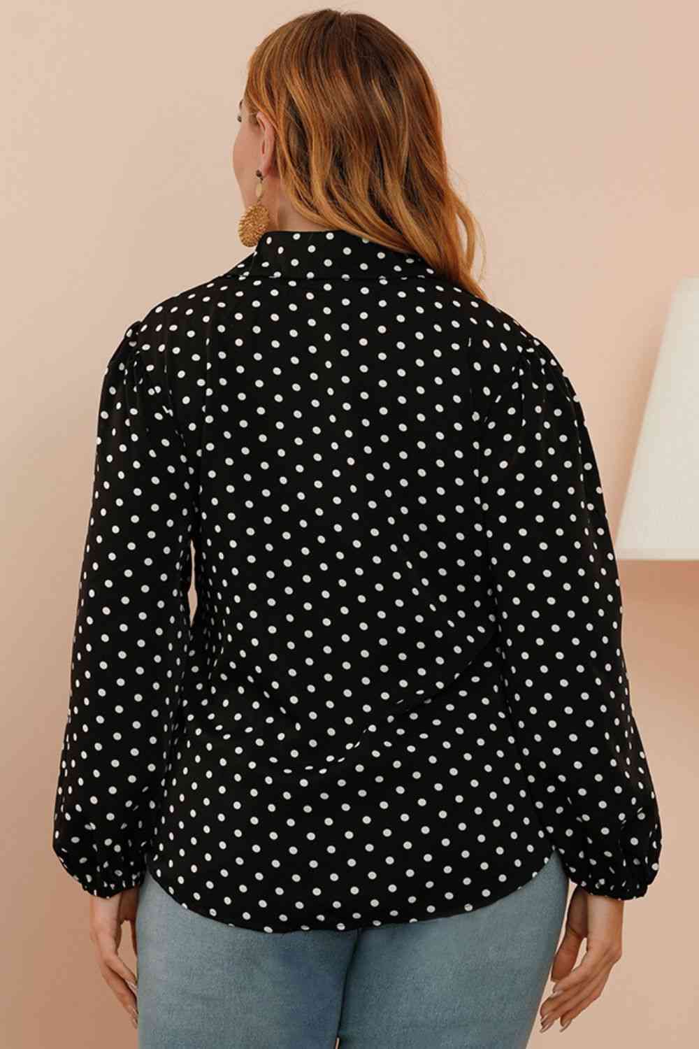 Polka Dot Balloon Sleeve Shirt