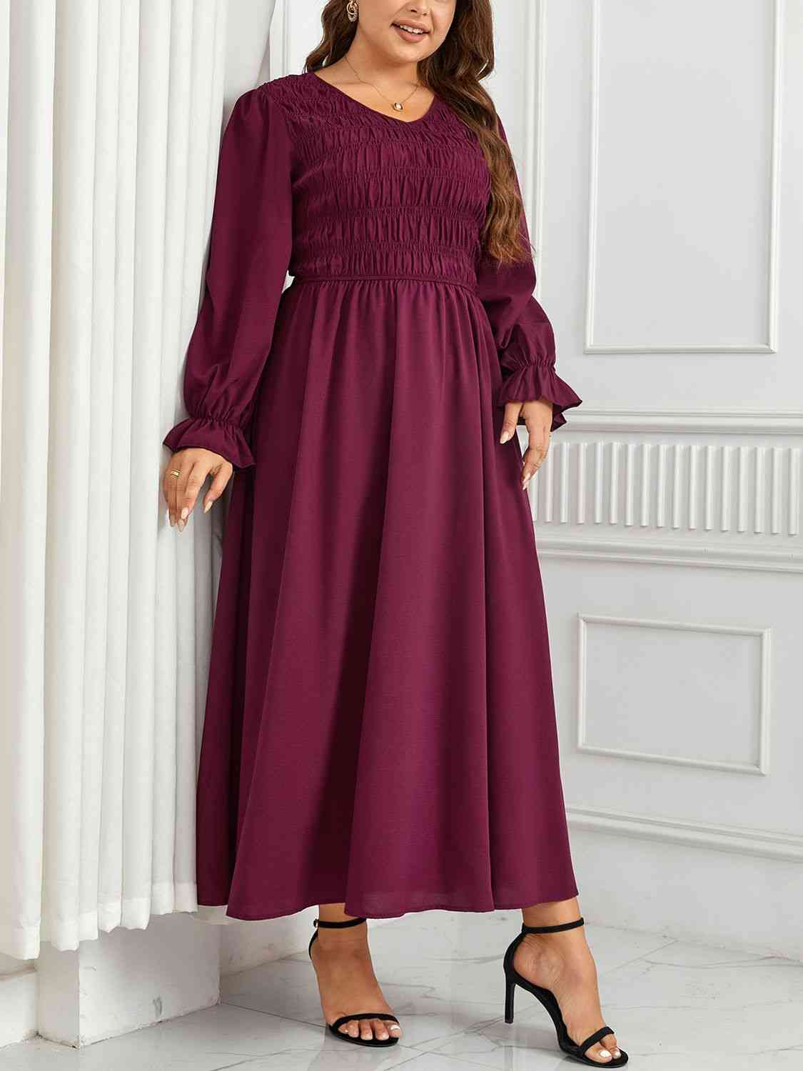 Flounce Sleeve Smocked Maxi Dress