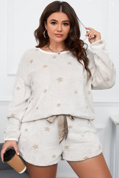 Star Dropped Shoulder Top and Shorts Lounge Set