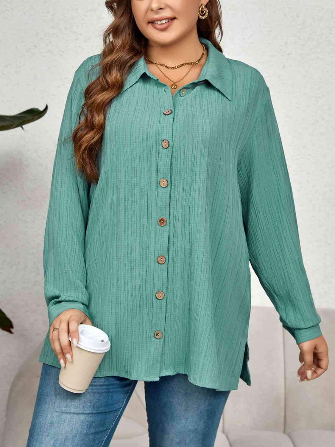 Collared Neck Long Sleeve Shirt