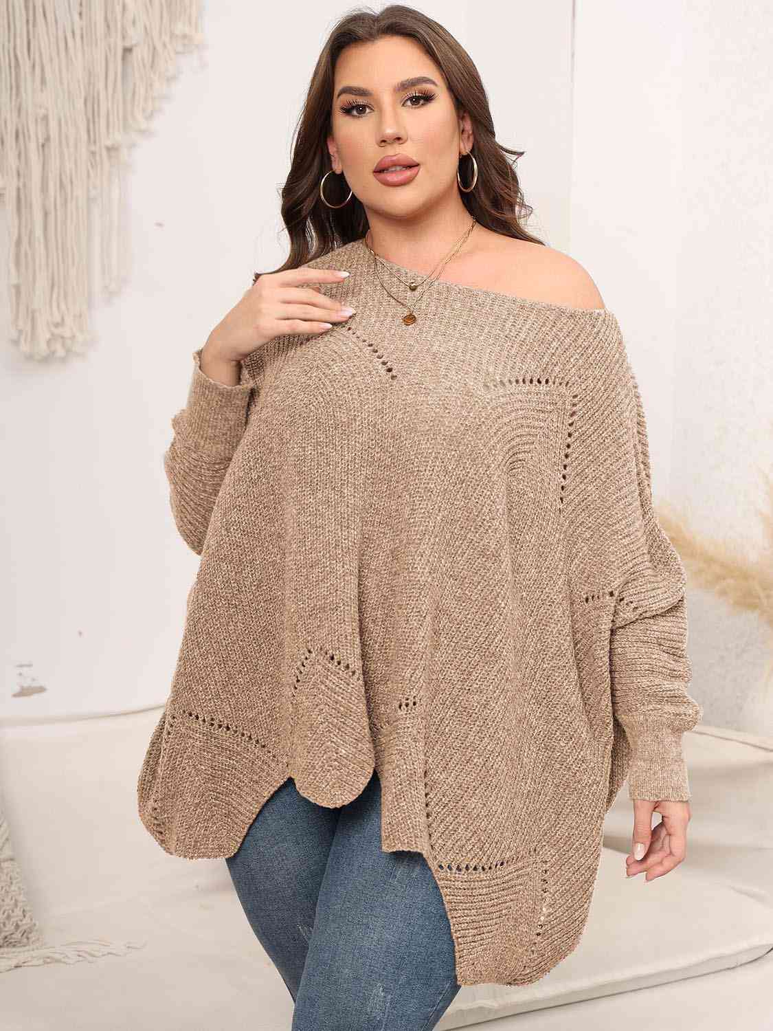 Round Neck Batwing Sleeve Sweater