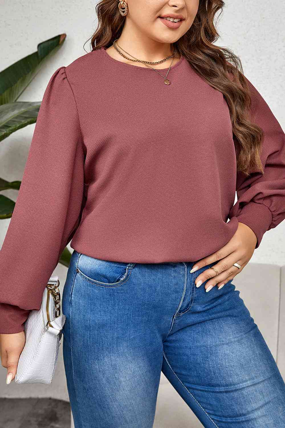 Round Neck Puff Sleeve Top