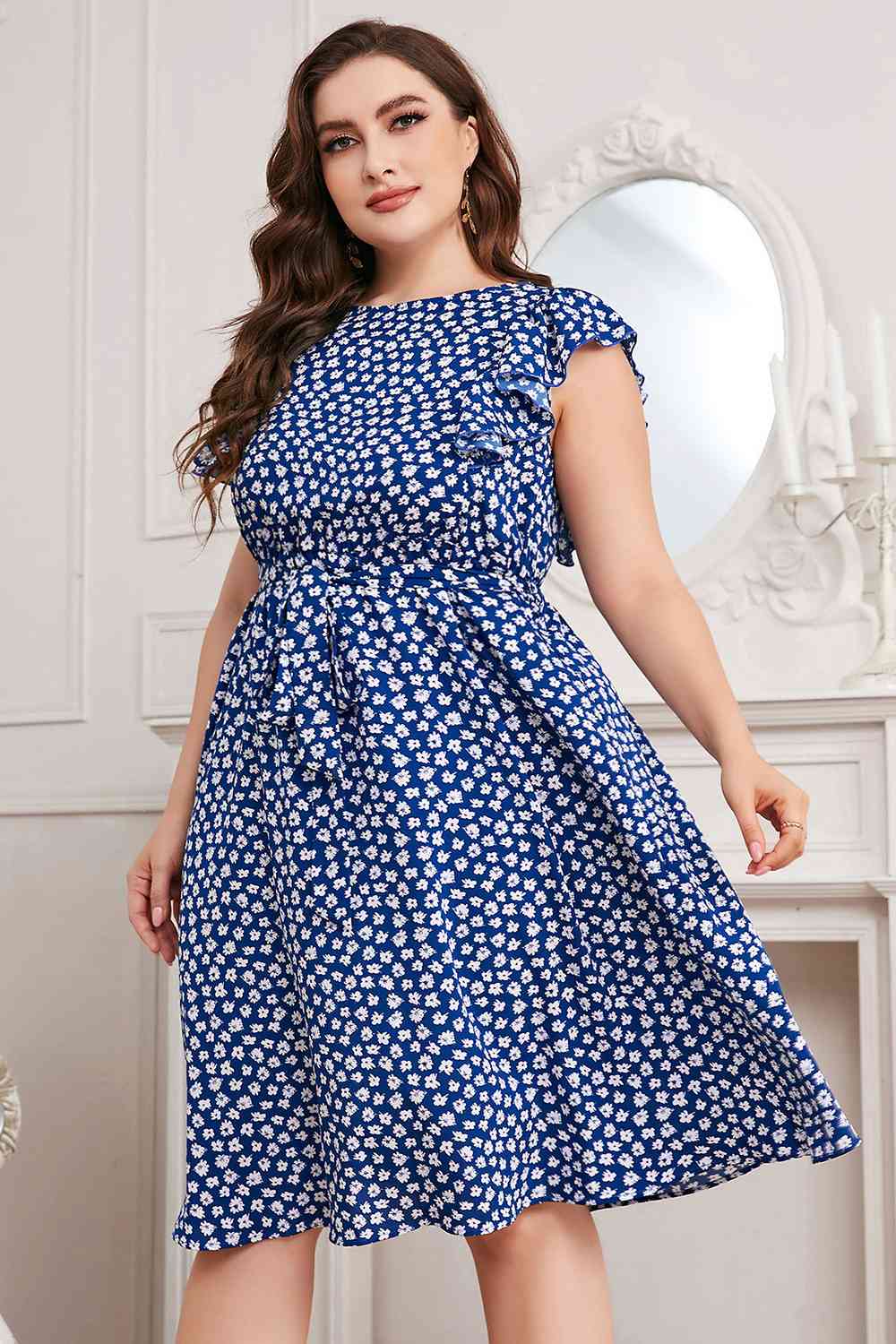 Round Neck Tie Waist Dress