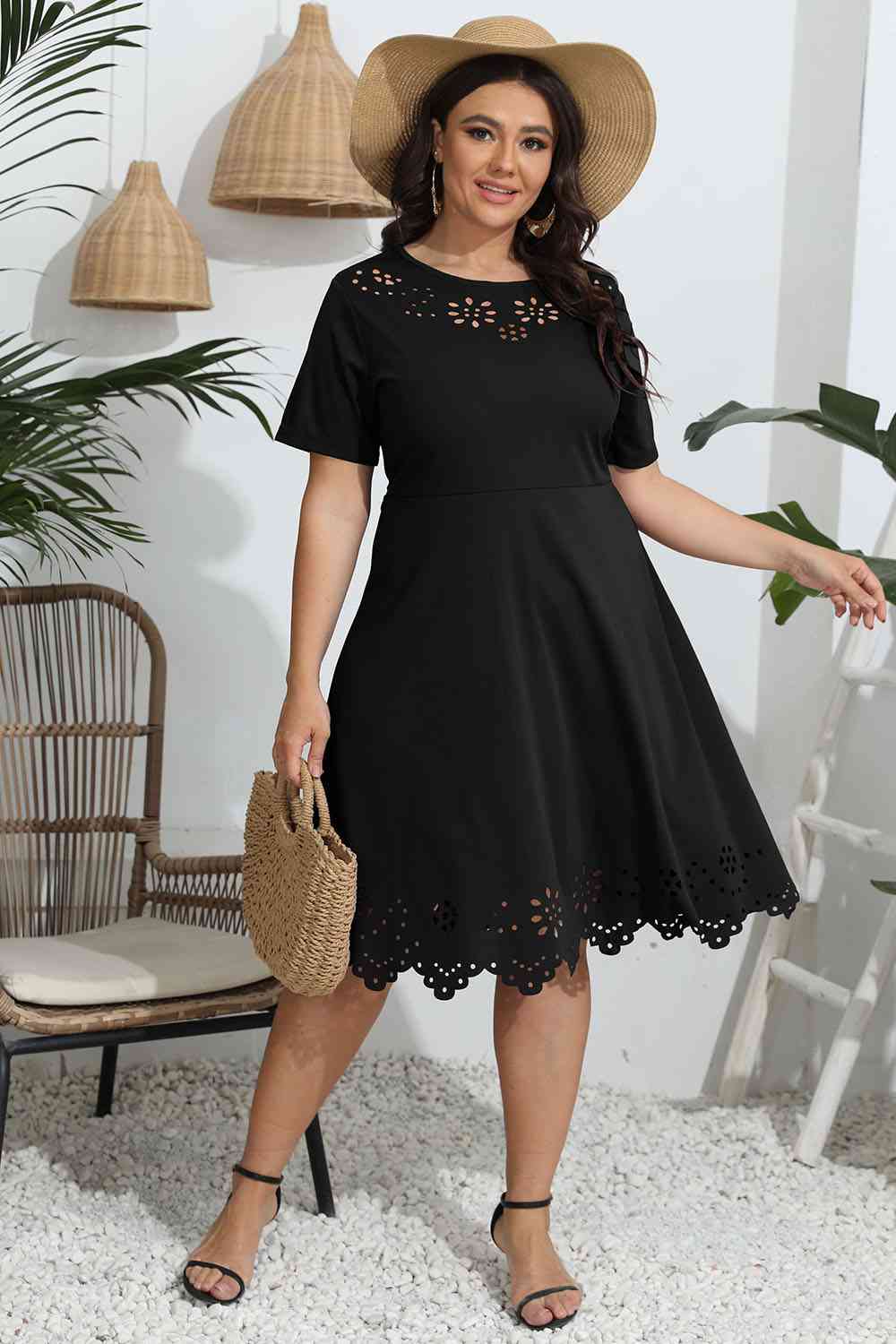 Round Neck Openwork Dress