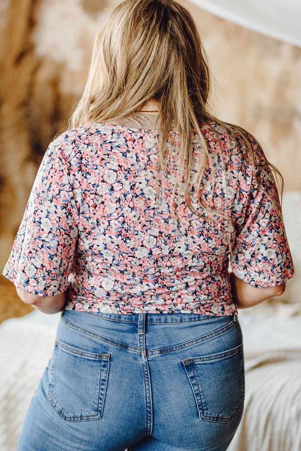 Floral Drawstring Detail Blouse