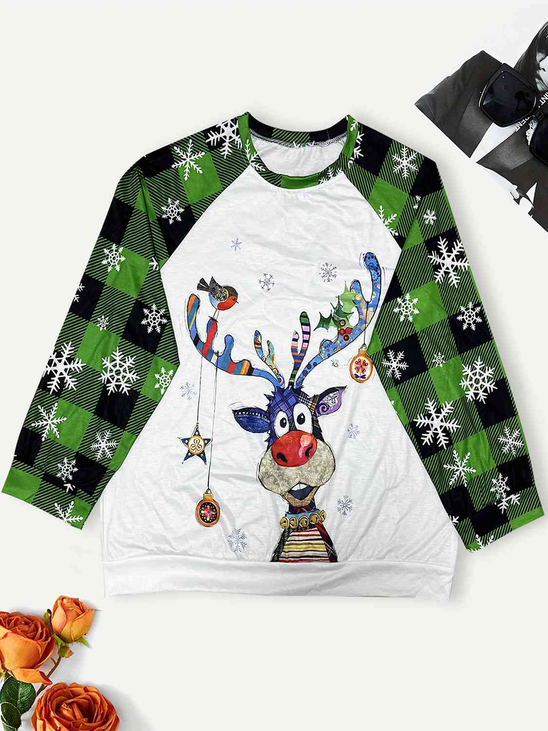 Reindeer Graphic Snowflake Sweatshirt