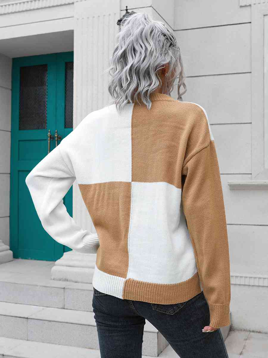 Contrast Drop Shoulder Sweater