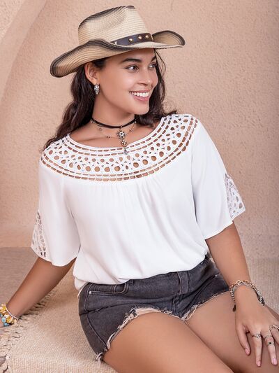 Cutout Short Sleeve Blouse