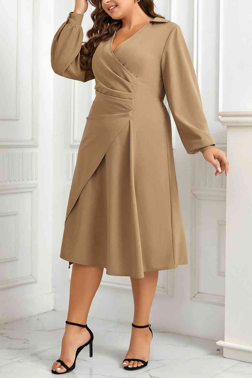 Surplice Neck Long Sleeve Dress