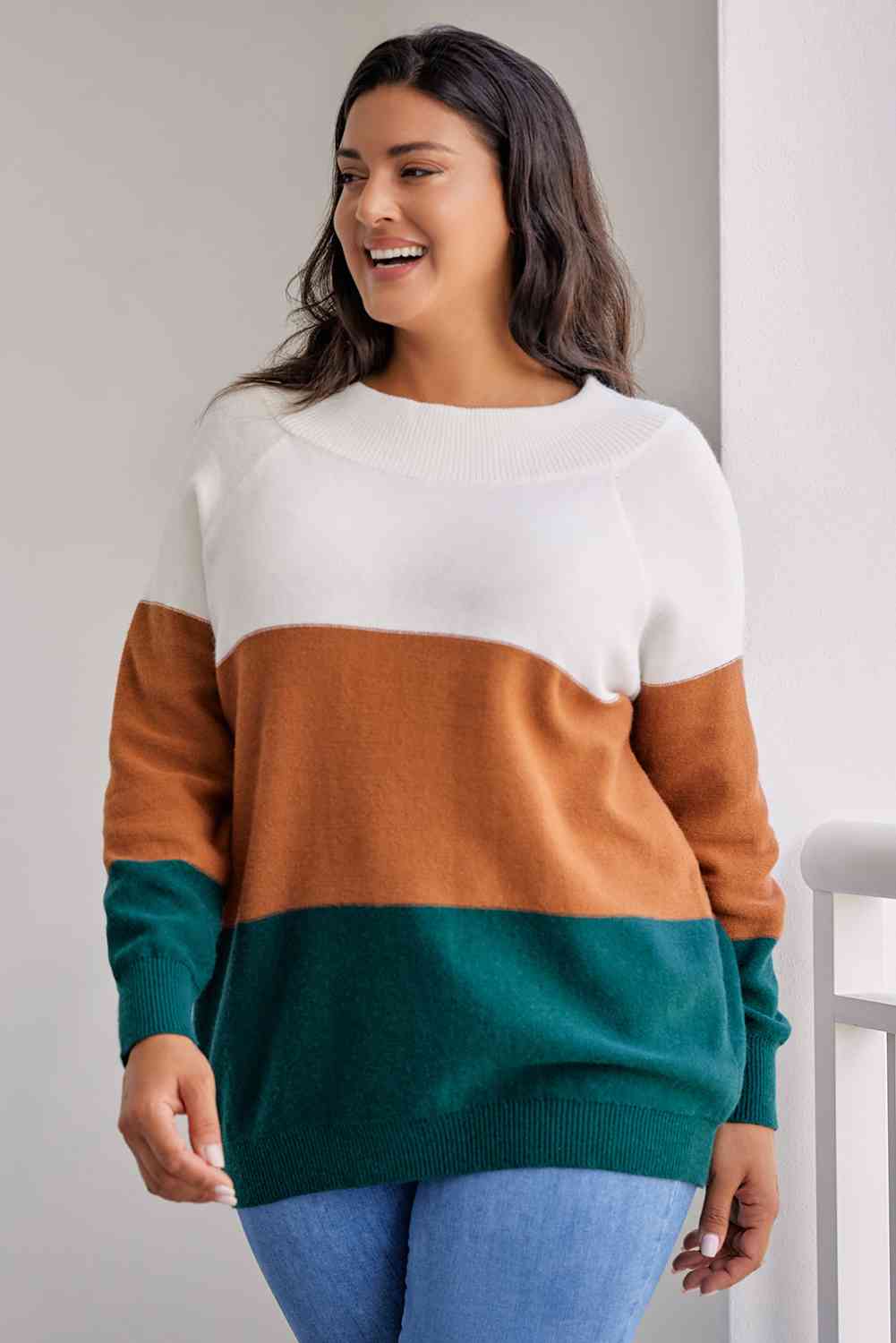 Color Block Long Sleeve Sweater