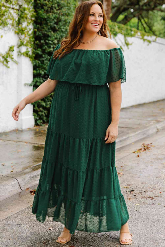 Swiss Dot Off-Shoulder Tiered Dress