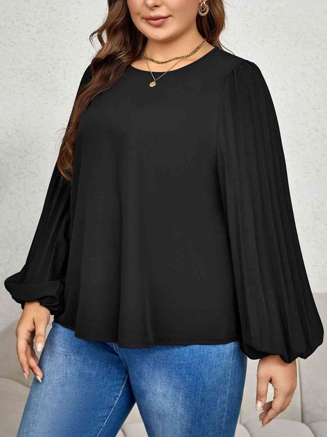 Round Neck Puff Sleeve Blouse