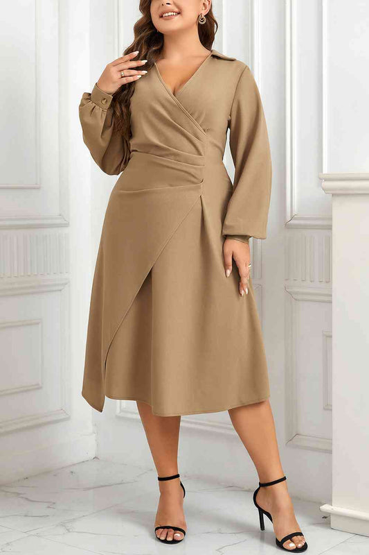 Surplice Neck Long Sleeve Dress