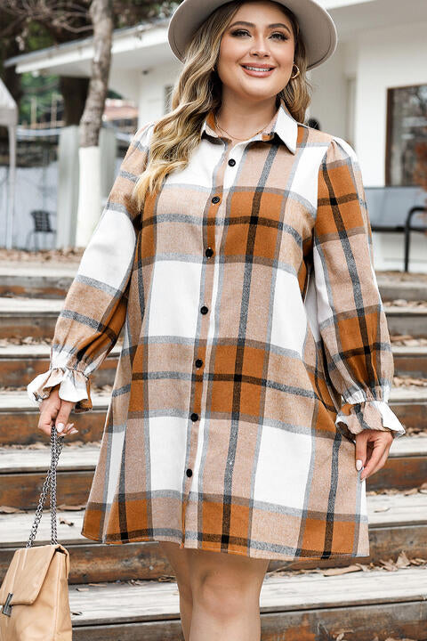 Plaid Button Up Shirt Dress