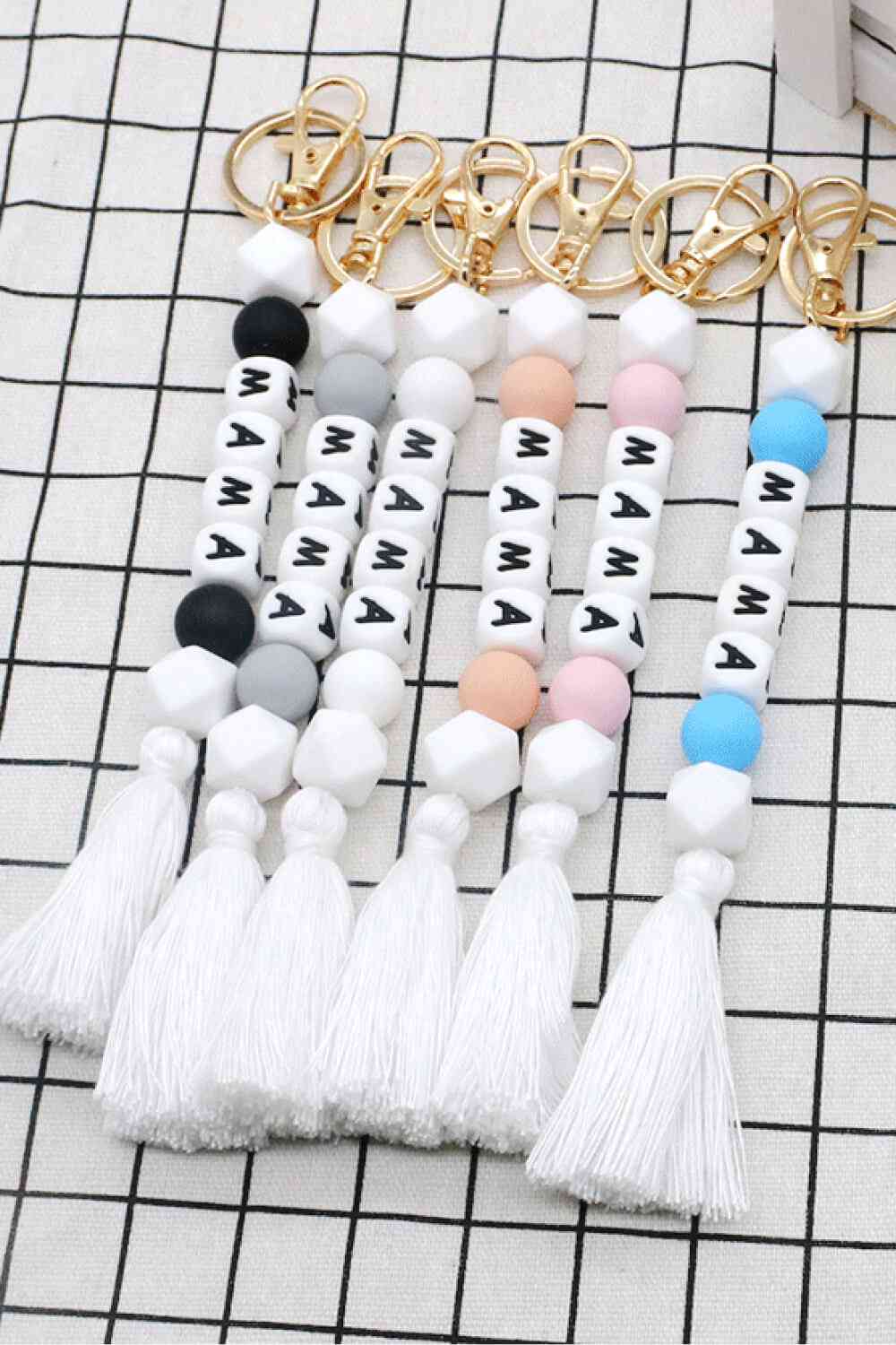 Assorted 2-Pack Mama Beaded Tassel Keychain