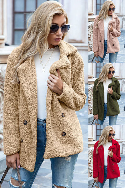 Full Size Lapel Collar Sherpa Coat