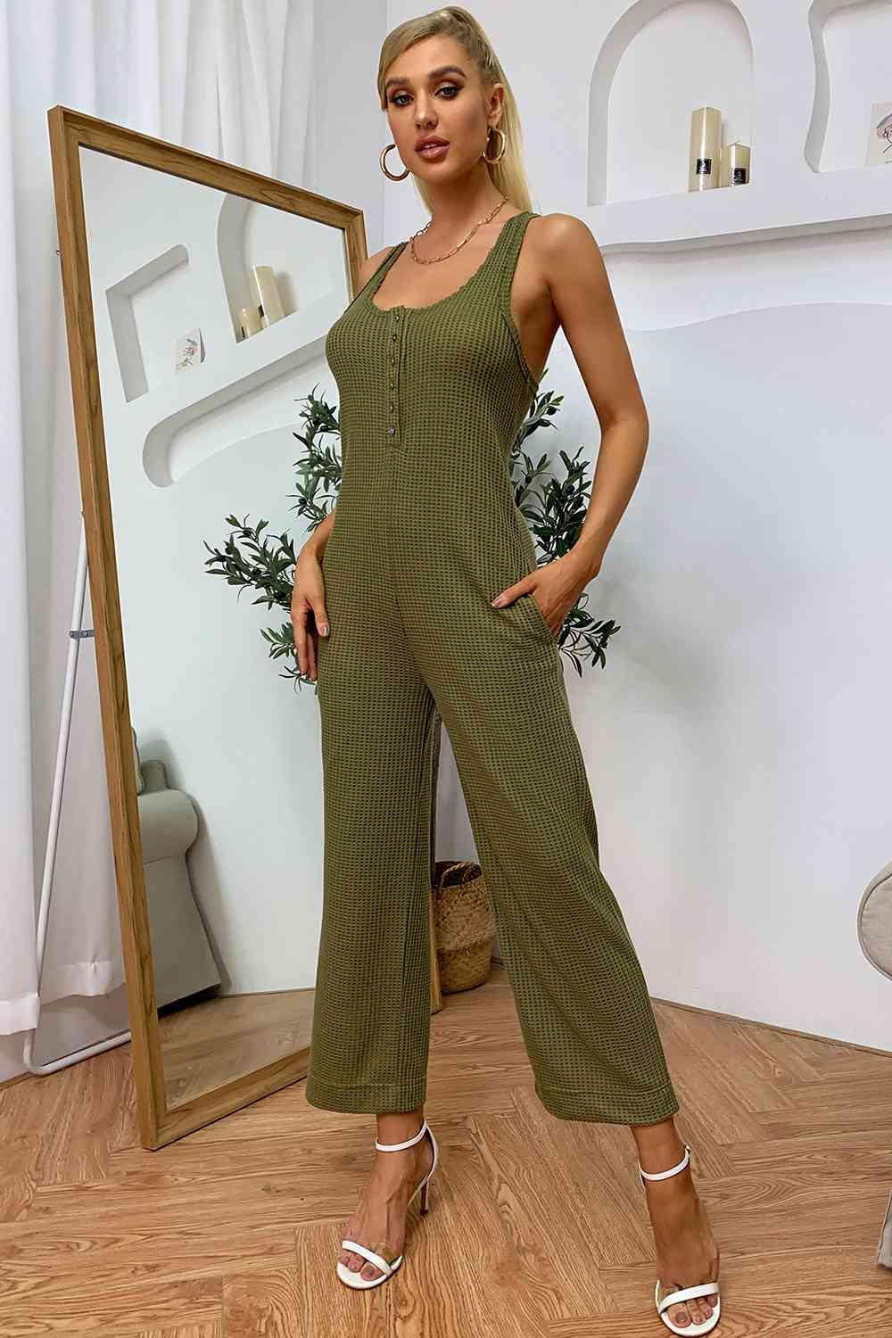 Sleeveless Straight Leg Jumpsuit