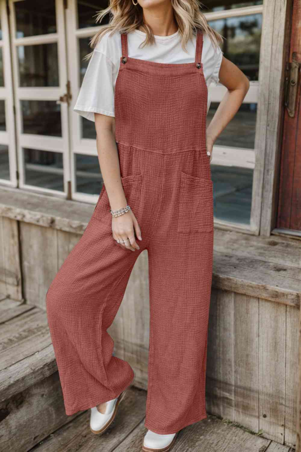 Full Size Wide Leg Front Pocket Jumpsuit