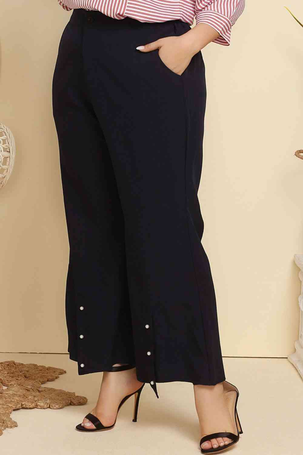 Hem Detail Flare Pants