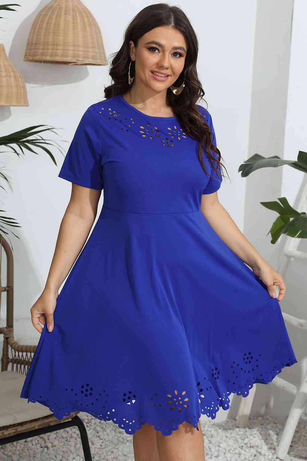 Round Neck Openwork Dress