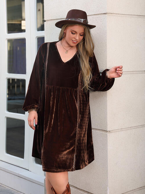 V-Neck Balloon Sleeves Dress