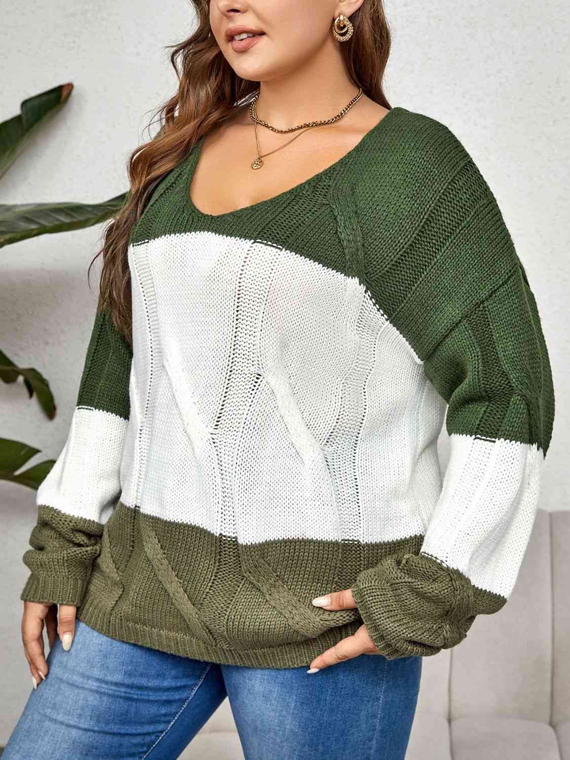 Color Block Long Sleeve Sweater