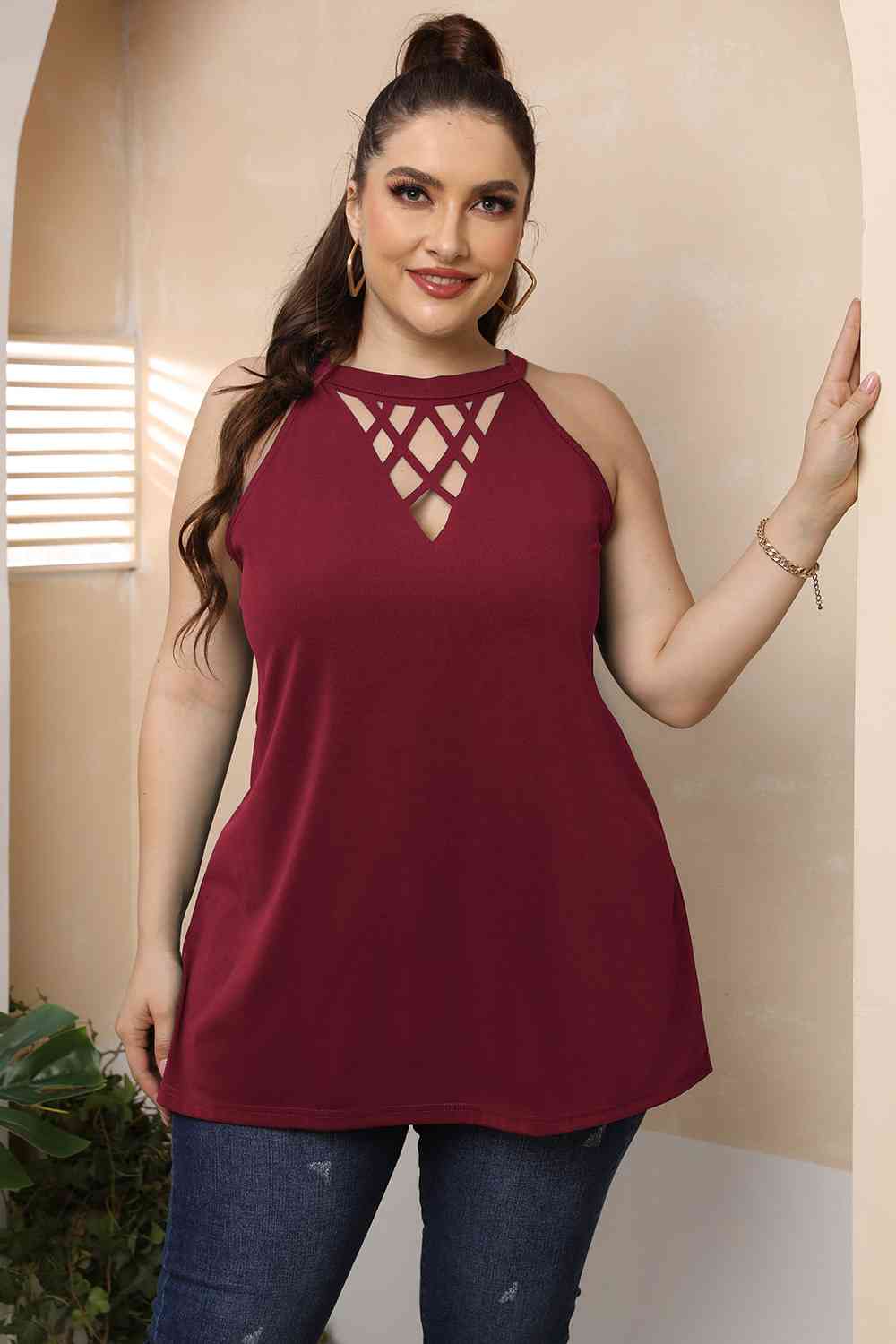 Halter Neck Cutout Sleeveless Dress