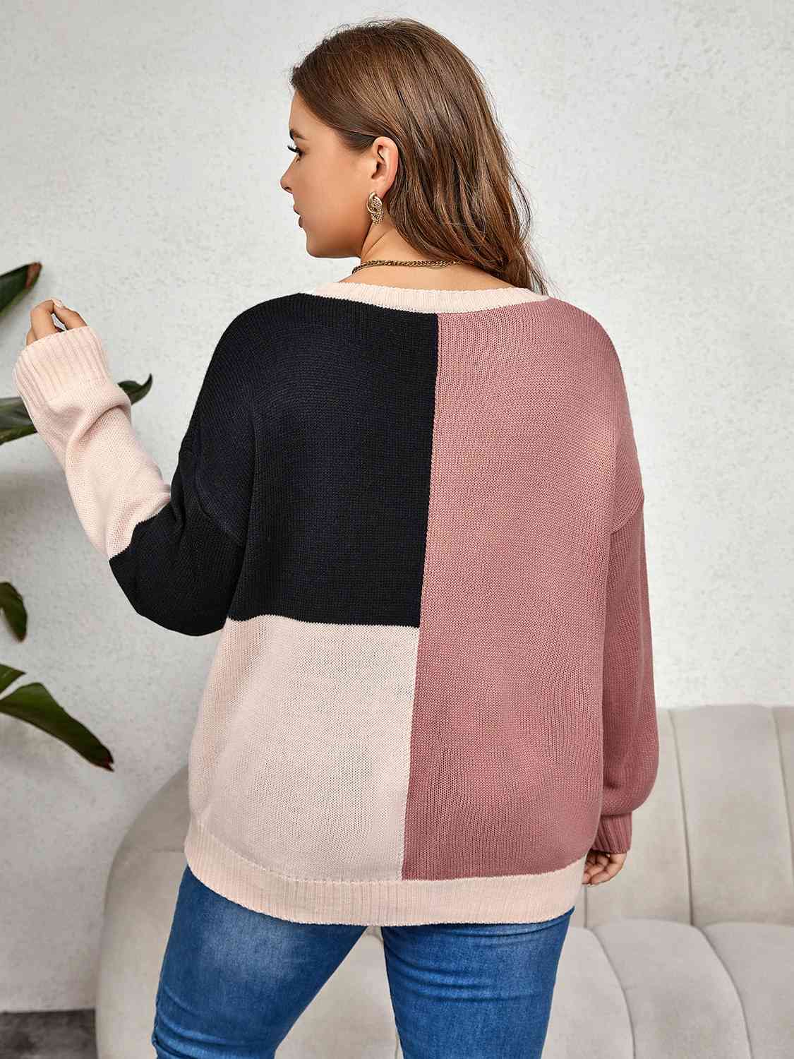 Color Block Long Sleeve Sweater