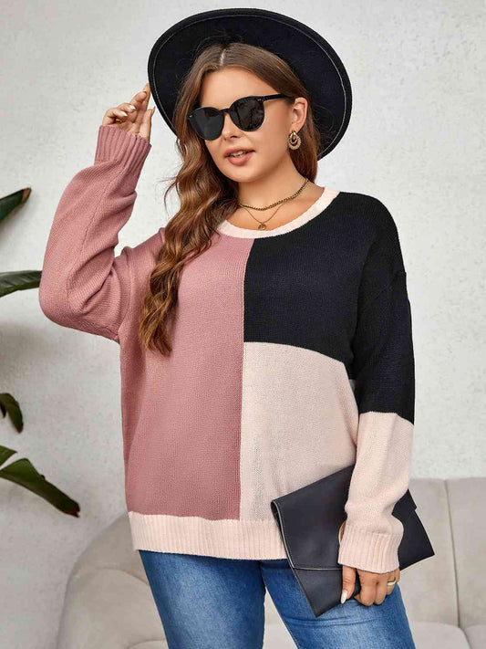 Color Block Long Sleeve Sweater