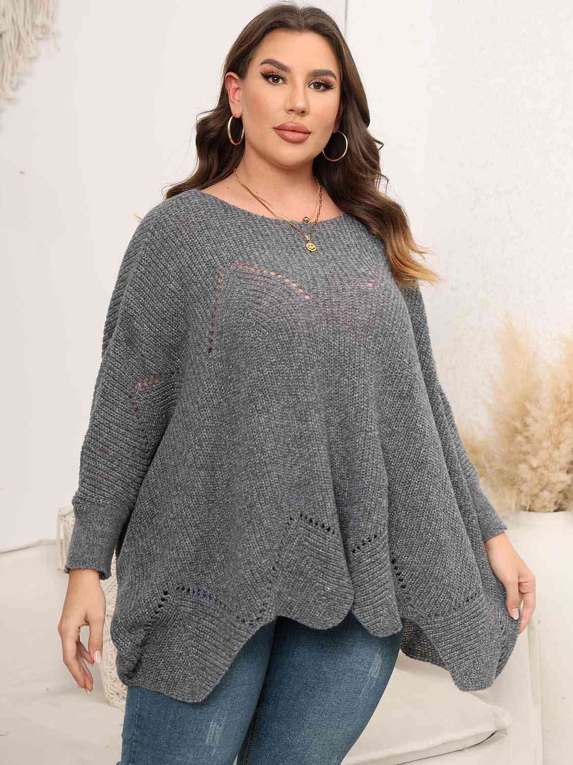 Round Neck Batwing Sleeve Sweater