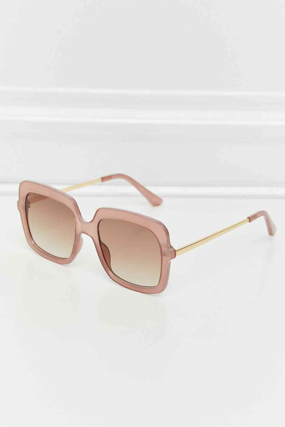 Square Metal-Plastic Hybrid Temple Sunglasses