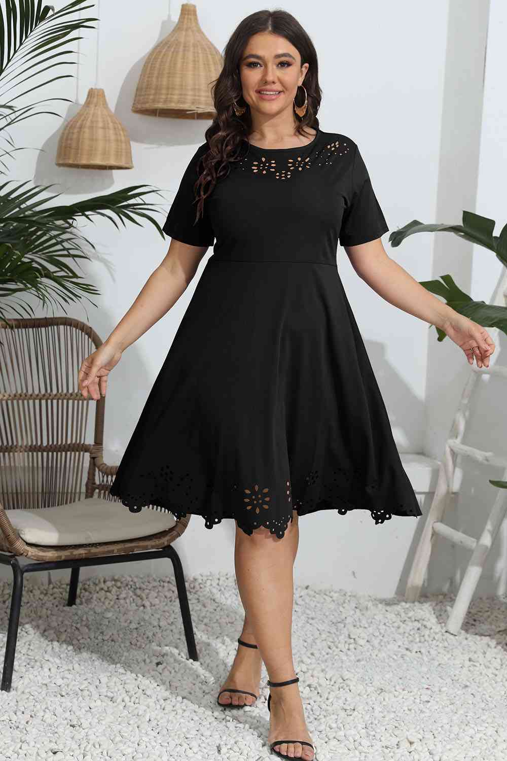 Round Neck Openwork Dress