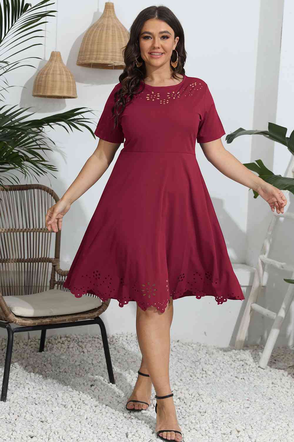 Round Neck Openwork Dress