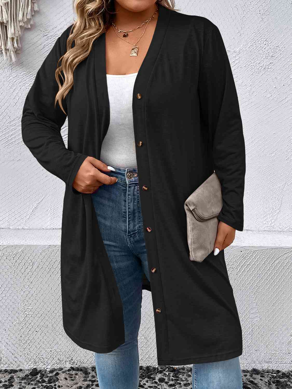 Button Down Longline Cardigan