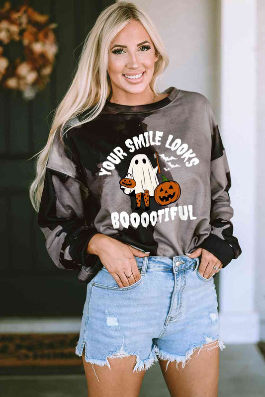 Ghost Graphic Round Neck Sweatshirt