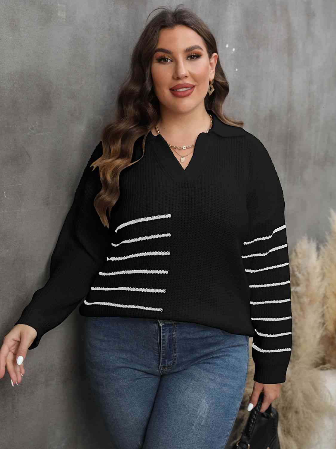 Striped V-Neck Sweater