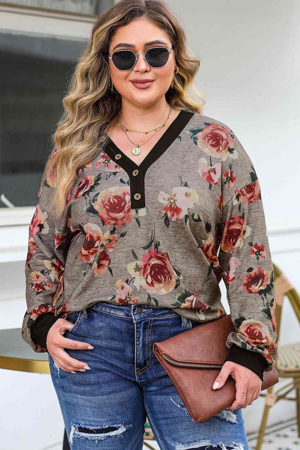 Floral V-Neck Blouse