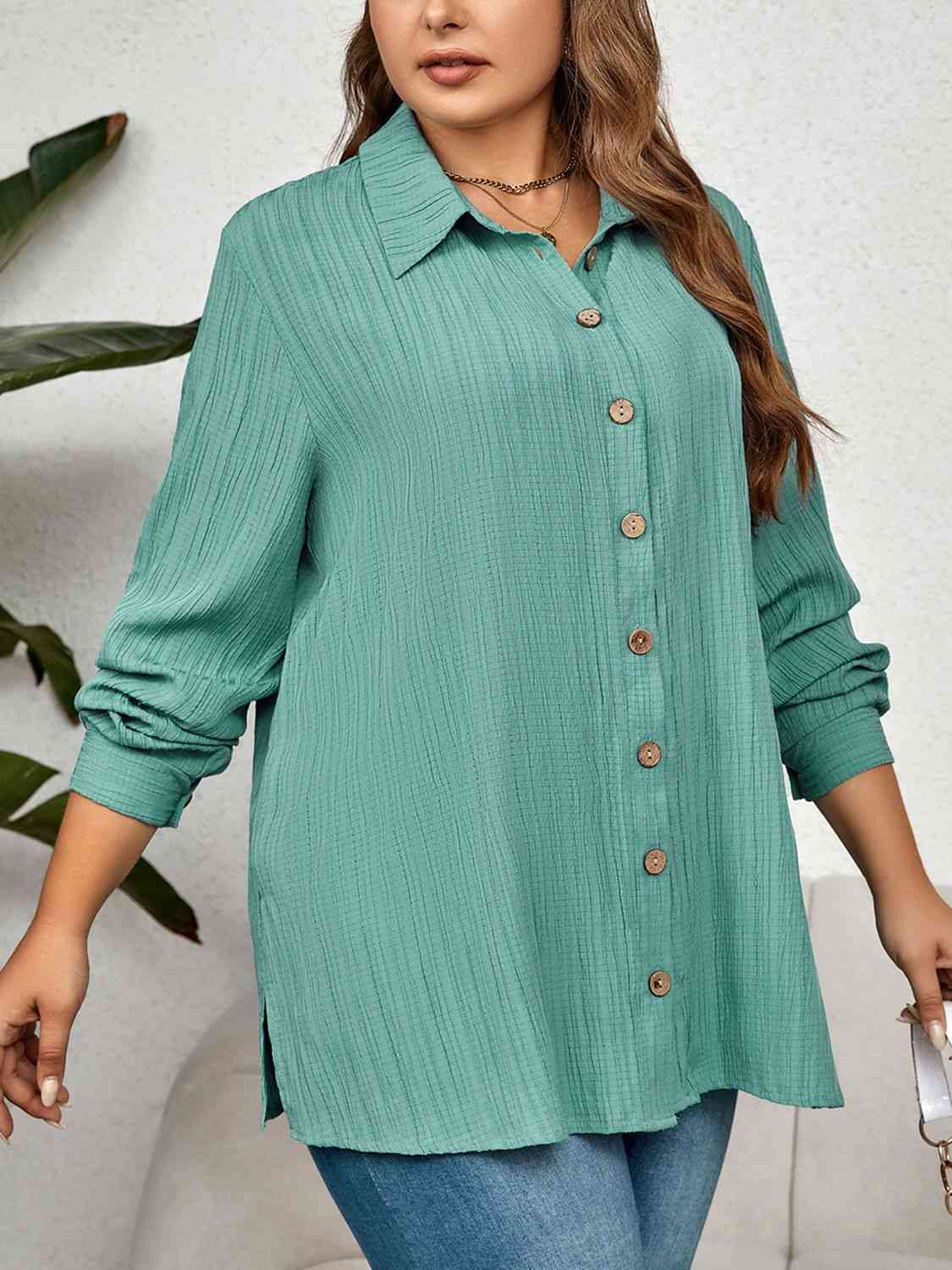 Collared Neck Long Sleeve Shirt