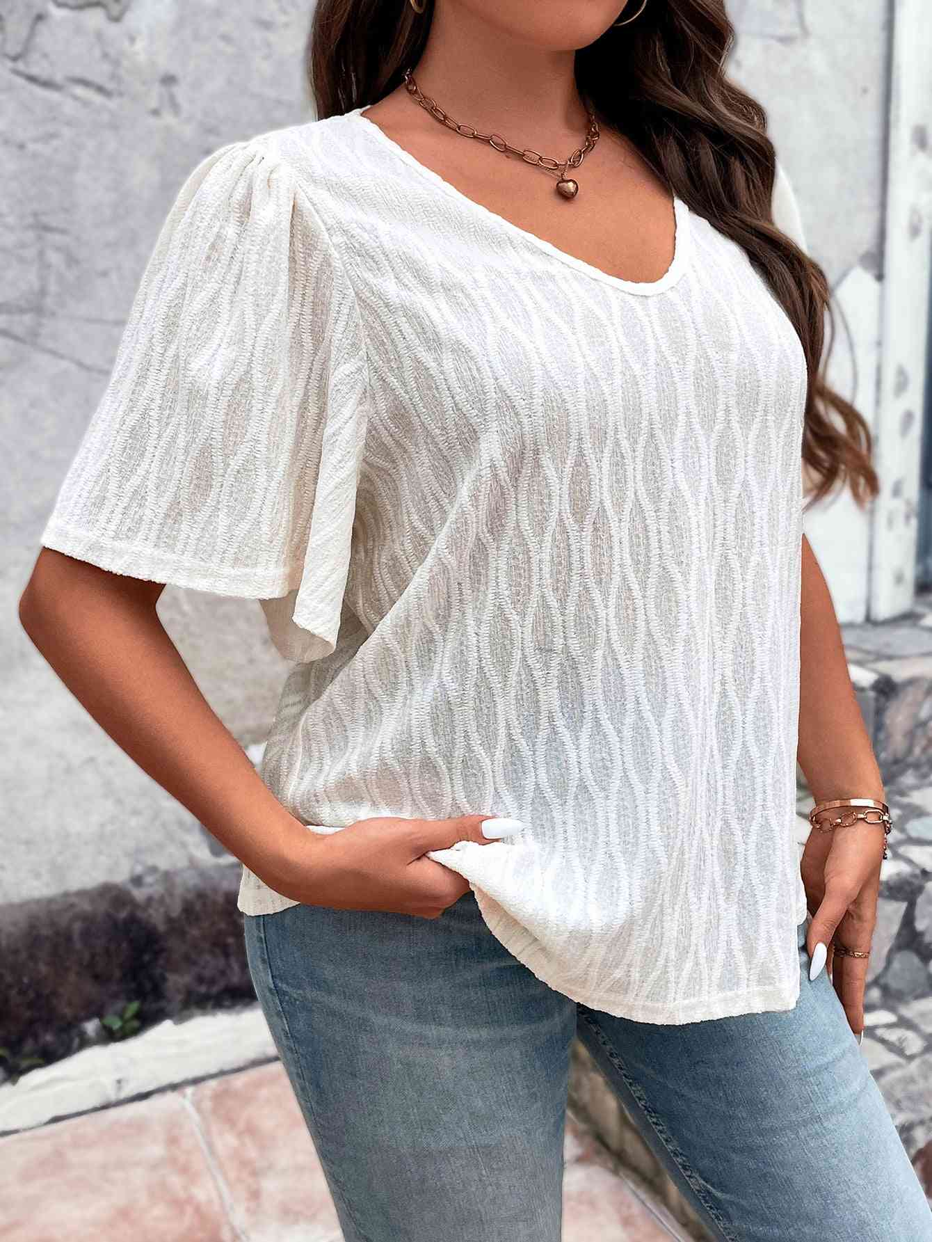 V-Neck Puff Sleeve Blouse